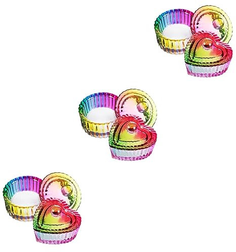 minkissy Lot de 6 récipients en verre colorés en cristal avec couvercle - Bols en verre avec couvercle - Bols en verre avec couvercle - Bols en verre monomère acrylique pour ongles