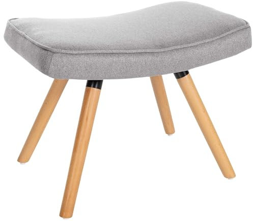 CLP Fußhocker Garding I Fußschemel mit Stoff-Bezug I Hockerbeine Aus Buchen-Holz, Farbe:grau