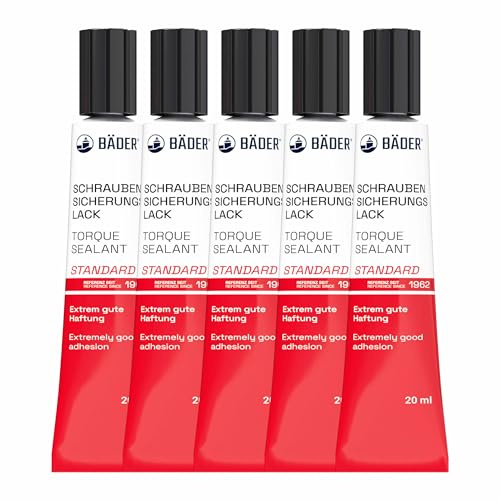 BÄDER LACKE - Lote de 5 botes de barniz para tornillos (20 ml, para asegurar, firmar, sellar, sellar, así como para la detección de manipulaciones), color rojo