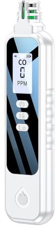 Tragbarer Gas-Detektor, LCD-Hintergrund Beleuchteter Gas-Leckage-Detektor Hoch Empfindlicher Gas-Tester für Outdoor-Camping mit Echtzeit-Daten (WHITE)