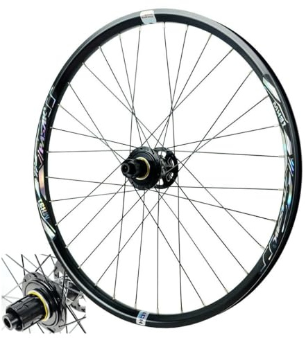 DYSY Mountainbike Hinterrad 26/27,5/29 Zoll, Scheibenbremse Aluminiumlegierung 32H Hybrid/Fahrradräder for 7/8/9/10/11 Gang Kassette 1185g(Black,10 * 135mm/27.5 inch)