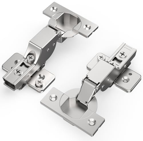 Chibery 10 Pack Frameless Inset Soft Close Concealed Hinges, Satin Nickel, Self Closing, 105° Open Angle 3D Adjustment, Stop 85 ＆ 105 Degrees, Clip On, Stainless Steel for Cabinet Door