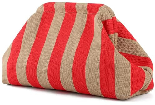 Moda de mujer Crochet Color Block Dumpling Clutch Fruncido Cloud Wallet Clutch Purses Bolso de mano Bolsos de mano para el verano