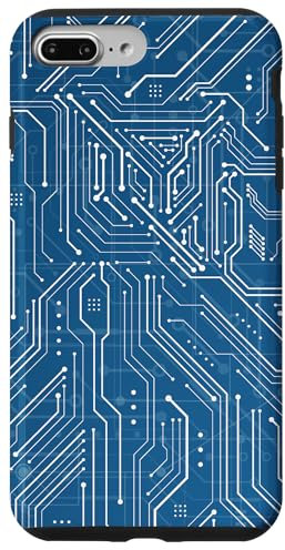 Coque pour iPhone 7 Plus/8 Plus Carte mère Microchip Circuit IT Fond d'ordinateur Bleu