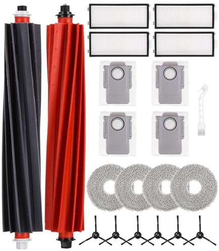 Tillbehörsset för Roborock Q Revo Master, reservdelsset för Roborock Q Revo Master, 1 par huvudborstar, 4 filter, 4 dammpåsar, 4 dukar, 6-sidoborstar, 1 liten borste