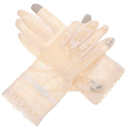 VALICLUD 1paar Kurze Lace-handschuhe Für Frauen Atmungsaktive Brauthandschuhe Für Hochzeiten Tee-partys Und Besondere Anlässe Beige Mit Feinem Design