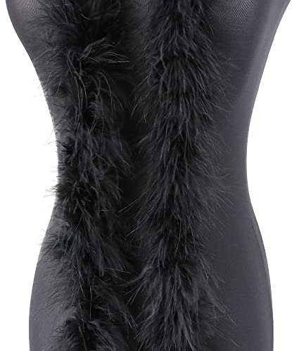 YOPI 2 Meter natürliche weiße Truthahnfedern Federboa 18g Schal for Basteln Federn Zubehör Hochzeit Weihnachtsdekoration(Black)
