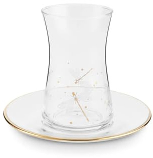 KARACA Yusufcuk Turkish Tea Glasses Set for 6 People - Glass Tea Cup and Saucer for Afternoon Tea Party - Dishwasher-Safe, 12 Pieces Turkish Tea Set for Adults (170 ml)