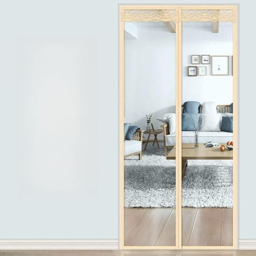 YSXXIAN Magnetischer Wärmeisoliervorhang, Transparenter Thermovorhang Bi-Falttür Automatisches Schließen, Für Balkonschiebetüren Wohnzimmer Terrassentür -Gelb A-85x205CM
