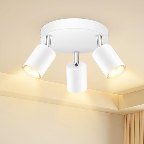 AUQUEE LED Deckenleuchte Deckenstrahler, LED Deckenspots GU10 3 Flammig Weiß Lampen Küchenlampe Wohnzimmer, Flurlampe Hanging Lamp Ceiling Modern für Flur, Küche (Ohne Leuchtmittel)
