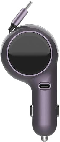 Cargador de teléfono para coche, Cargador rápido para automóvil - Cargador automático retráctil - 60W Puerto doble 60W PD QC 3.0 Adaptador de equipo de automóvil rápido o auriculares