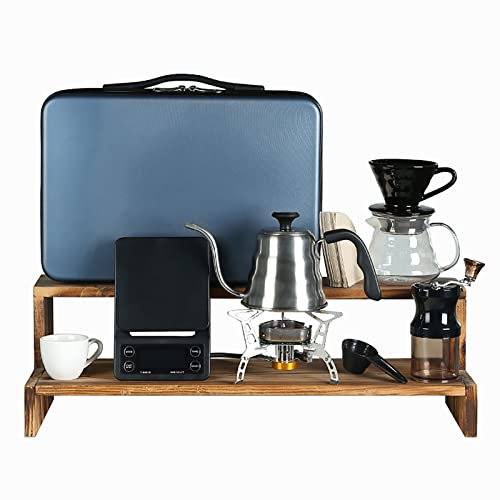 Générique Set d'accessoires pour cafetière, Bouilloire à col de Cygne en INOX 304, Moulin à café, cafetière à Piston V60, Filtre pour portions de café, Sac de Voyage