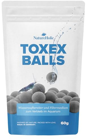 NatureHolic ToxEx Balls | Wasseraufbereiter I entfernt organische Schadstoffe I bindet Schwermetalle I Macht das Wasser kristallklar I 60g