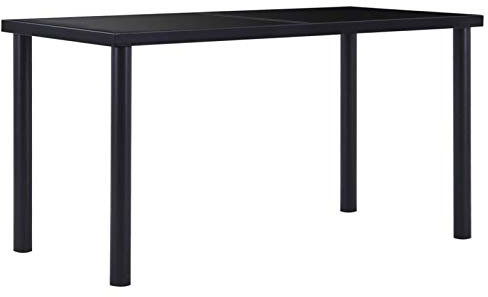 Gecheer Esstisch Küchentisch Glastisch Esszimmertisch Speisetisch Glas Tisch Esszimmer Küche Schwarz 140x70x75cm Hartglas Metallrahmen