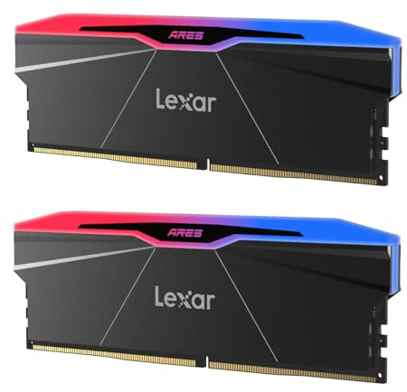 Lexar ARES Gen2 RGB DDR5 RAM 32GB Kit (2x16GB) 6400MHz CL30, 288-Pin UDIMM Desktop Memory, PC Gaming Computer Memory, for Intel XMP 3.0/AMD EXPO/CL30-38-38-76/1.4V
