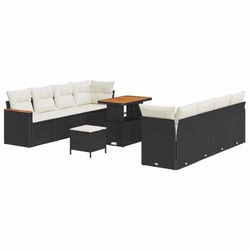 vidaXL Trädgårdsoffset 11 pcs Svart konstrotting, Trädgårds- och Terrassmöbler, Modern Rattansoffa, Utemöbler för Altan och Bakgård, Modulär Loungegrupp