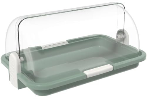 Vetrinetta 30x20 h14 vassoio verde da portata banco cupola trasparente Contenitore Espositore per Alimenti Plastica Atossica per Hotel Ristoranti Bar B &B Catering Buffet