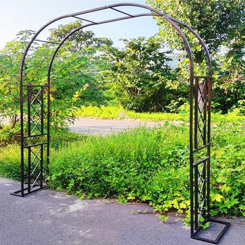 QYANPEN Heavy Duty Garden Arch Metal Rose Arches Wide 140cm 180cm 220cm 260cm 300cm 340cm Large Climbing Plants Support Archway Rustproof Garden Entrances Decoration Arch Trellis(Brown,180x230x40cm)