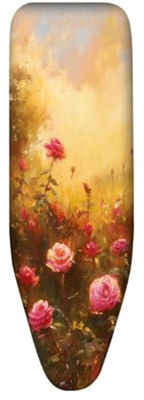 Bügelbrettbezug 120X40 Goldenes Rosa mit Schnurbindung & Stretch System - Hitzebeständig, Reflektierend, Waschbar Strapazierfähig und Leicht Anzubringen Bügelbrett Bezug