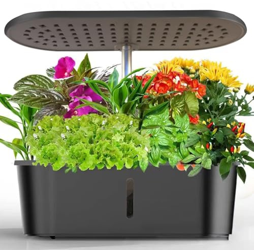 Sistema di coltivazione idroponica, kit idroponico da giardino di erbe per interni a 10 cialde con luce a LED, sistema di giardinaggio intelligente per interni, regali di giardinaggio per le donne