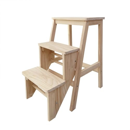 Taburete plegable multifuncional de madera para escalar, banco de escalera de 3 niveles para almacenamiento de escalada en casa, descanso y reposapiés que ahorra espacio