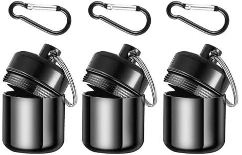 Gjinxi 3 Pcs Earplug Case, Ear Plug Carrying Case Keychain Waterproof Metal Earplug Holder with Carabiner Small Travel Pill Organizer for Ear Plugs Pills Case Pill Box and Jewelry Holder