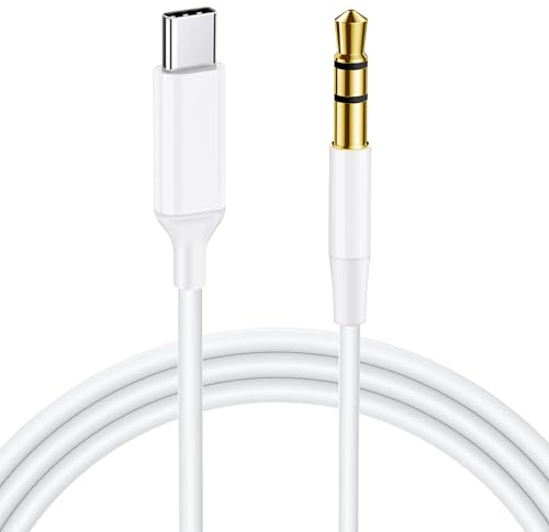 Poutek USB C auf Aux Kabel 1.2M, USB C auf Klinke 3.5mm Audio Aux Kabel USBC Kabel Aux auf USBC Kompatibel mit iPhone 17/16/15 Pro Max/Plus, iPad Pro, Xiaomi, Auto-Lautsprecher, Kopfhörer