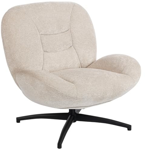 HOMCOM Sessel 360° Drehbar Loungesessel mit Breiter Sitzfläche Cremeweiß