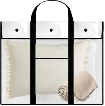 Generico Künstlertasche - Postertasche 80 x 65 cm, aus transparentem wasserdichtem PVC | Transporthülle für Kunstwerke große Ddi mit Tasc Griffen, Schwarz , Beziehen Sie sich auf die Beschreibung