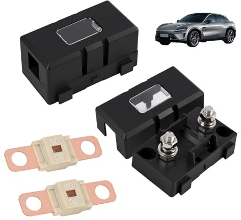 2 stycken 80 A Midi skruvsäkringar och 2 stycken ANS-säkringshållare, midi säkringshållare, midi säkringsset, 12 V-58 V högströmssäkring för personbilar, lastbilar, byggfordon, bussar och husvagnar