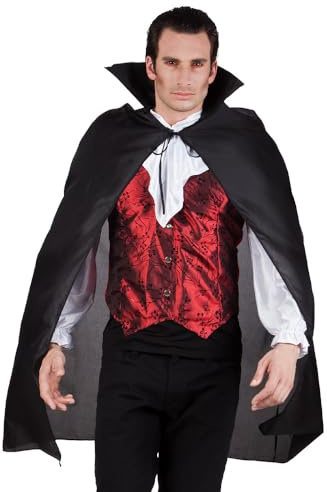 Boland 96922 - Vampir-Umhang mit Kragen, Schwarz, Länge 120 cm, Überwurf, Kostüm, Karneval, Mottoparty, Halloween