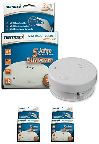 Nemaxx Mini-FL2 - Pack de 2 detectores de Humo (Certificado EN 14604)
