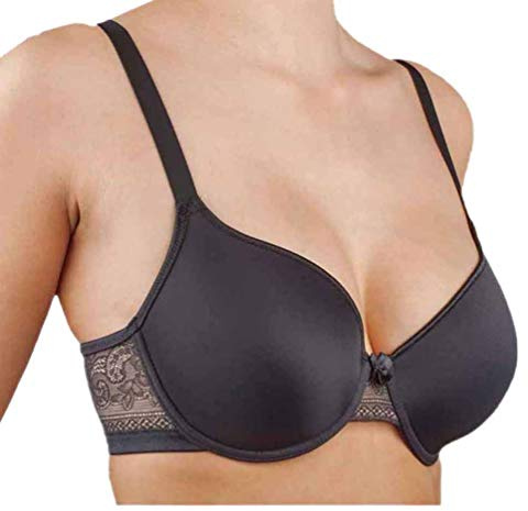 Selene, Sujetador para Mujer con Aros y Copas Acolchadas, Banda Alta de Encaje, Colección Olga, Color Negro, Talla 100C