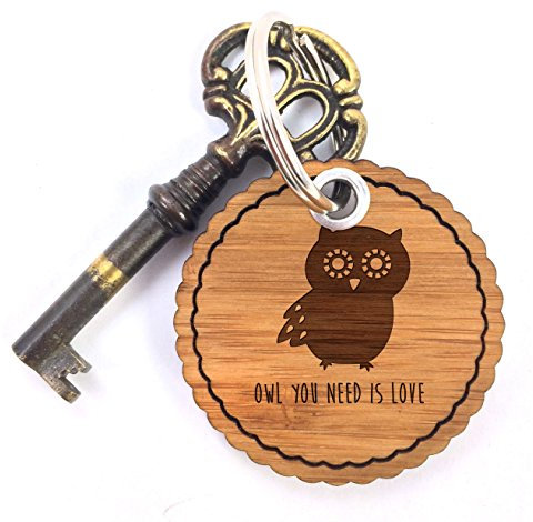 Mr. & Mrs. Panda Schlüsselanhänger Eule Seitenflügel - Geschenk, Wood, Wald, Taschenanhänger, Maus, Eulen, Owl