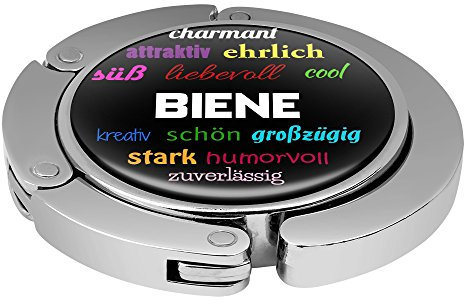 Taschenhalter Positive Eigenschaften Personalisiert mit Namen Biene printplanet Chrom