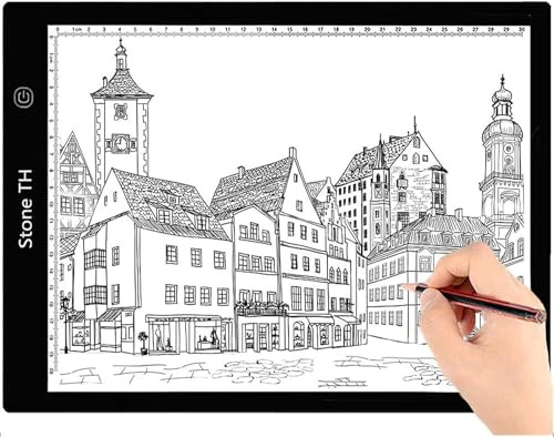 Stone TH A4 Pro Led Licht Pad, Leuchttisch A4 Led Dimmbar, Leuchtplatte Zeichnen Light Pad mit USB Kabel für Diamond Painting, Zeichnung, Malen, Animation, Tattoo, Skizzierung