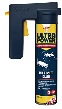 Zero In Ultra Power Ant & Insect Killer - 600 ml Trigger Aerosol Indoor Use Professional Strength Long-lasting Protection Kills Cockroaches, Earwigs, Woodlice and Silverfish, Blue