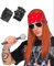 Adult Axel Rose Wig with Bandana, Aviator Glasses & Studded Gloves - 90's Slash Heavy Metal Rocker Kit, Celebrity Rock Punk Gang Band Accessory Set