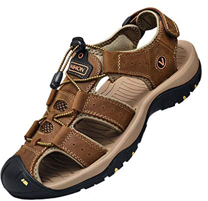 ZYLDK Hombre Sandalias de Verano Playa de Senderismo para Hombres Exterior | Deportivas Zapatos Trekking Casual Zapatos de Montaña Cuero Exterior Comodidad