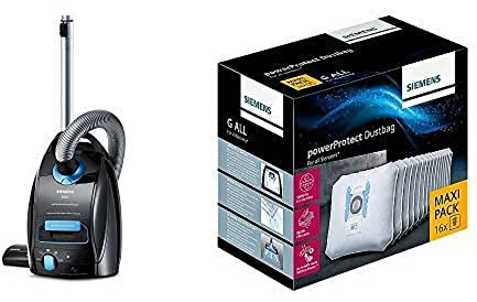 Siemens Q5.0 extreme Silence Power Bodenstaubsauger VSQ5X1230, sehr niedriger Stromverbrauch, 4L Beutelvolumen, extrem leise, Hygienefilter, 850 Watt & PowerProtect Staubsaugerbeutel VZ16GALL