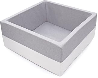 Rainbow Kids - XXL Luxus Bällebad Bällepool Bällebecken Spielbälle Kugelbad Bällchenbad Spielbecken Ball Bällepool (90x90x40 ohne Bälle)- Hellgrau-Weiss