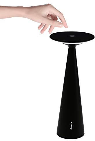 Zafferano - Dama Lampada LED Dimmerabile da tavolo in alluminio, Protezione IP54, Uso Interno/Esterno, H29cm, Plug EU - Nero