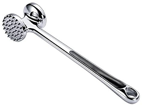 ALEENFOON - Ablandador Manual Profesional de Carne, Acero Inoxidable, mazo Pesado, Doble Cara, Martillo de Carne, con Agujero Colgante