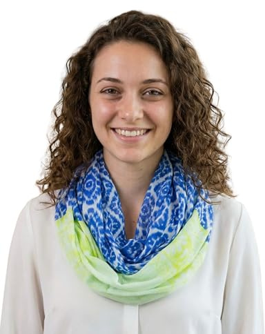 Sunsa Damen Loop Schal. 100% Baumwolle Schlauchschal für Frühlings/Sommer. Dünn Loopschal mit Blumen Design. Tücher und Schals als Frauen Geschenk (Blau/Grün #9)