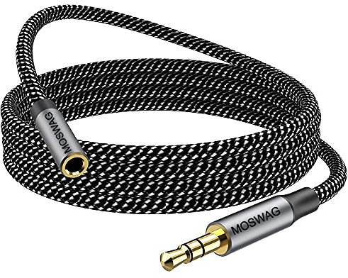 MOSWAG 3.28FT/1Meter 3.5mm Extension Cable Audio Male to Female Stereo Extension Adapter Nylon Braided Cord Compatible for Home/Car Stereos Smartphones Headphones Tablets Media Players and More