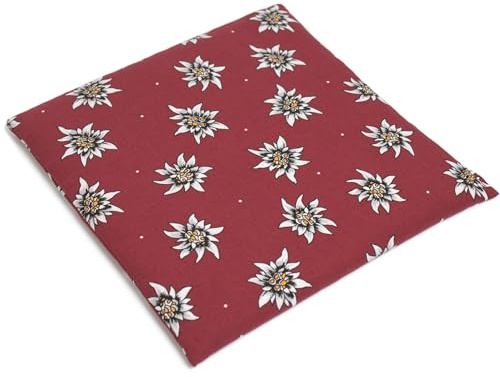 Cojín térmico de semillas de uva, 19 x 19 cm, diseño de flor y blanco