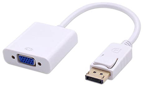 CHJIENJUJIDZ DisplayPort Display Port DP to VGA Adapter Cable Male to Female Converter for PC Computer Laptop HDTV Monitor Projector-white