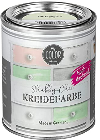 My COLOR Room Shabby Chic Kreidefarbe 750 ml - Vintagegrün - Küchenmöbellack und Möbelfarbe ohne Schleifen. Wasserbasiertes Chalk Paint, für Holz & mehr mit hoher Deckkraft u. schnell trocknend