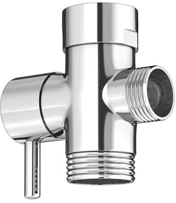 Nes Home Bidet T-Adapter Diverter Valve with Lever Chrome for Toilet Sprayer