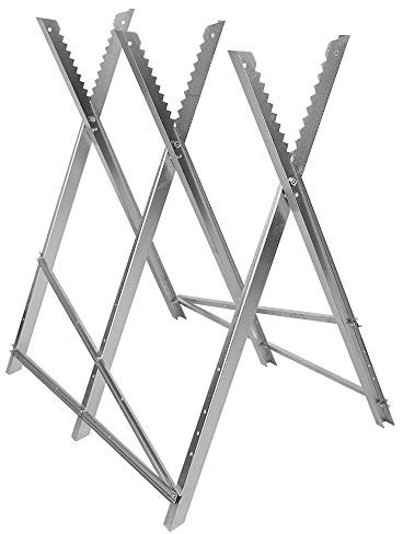 Chevalet de Scie pour Tronçonneuse - 3 Plis,Chevalet de sciage pliable 150 kg métal zingué jardin dents porte-bûches support de coupe tréteau de sciage tronçonneuse (84 * 80 * 80cm (trois colonnes))